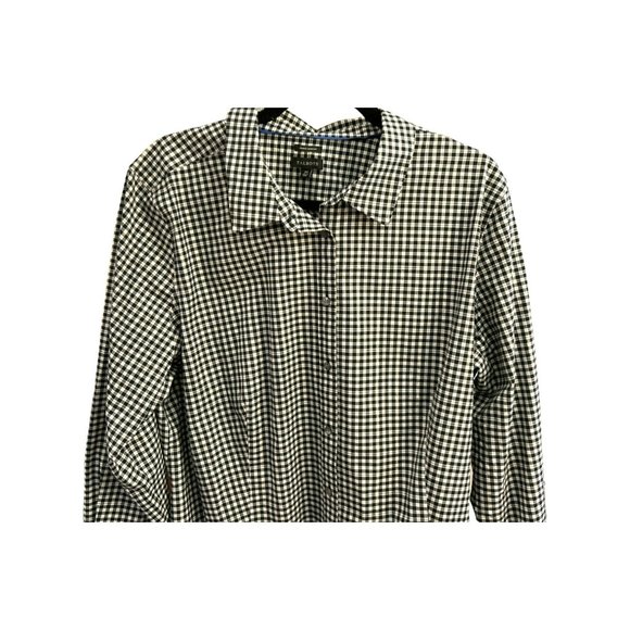Talbots Women's Black White Gingham Gold Thread Plus Size Button Up Blouse Sz 20 - Picture 3 of 5